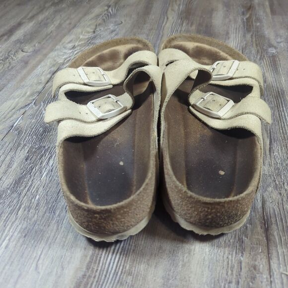 BIRKENSTOCK Arizona Tan Beige Birko-Flor Mens Slip On Sandals Size EU 45 US 12 - Picture 6 of 12